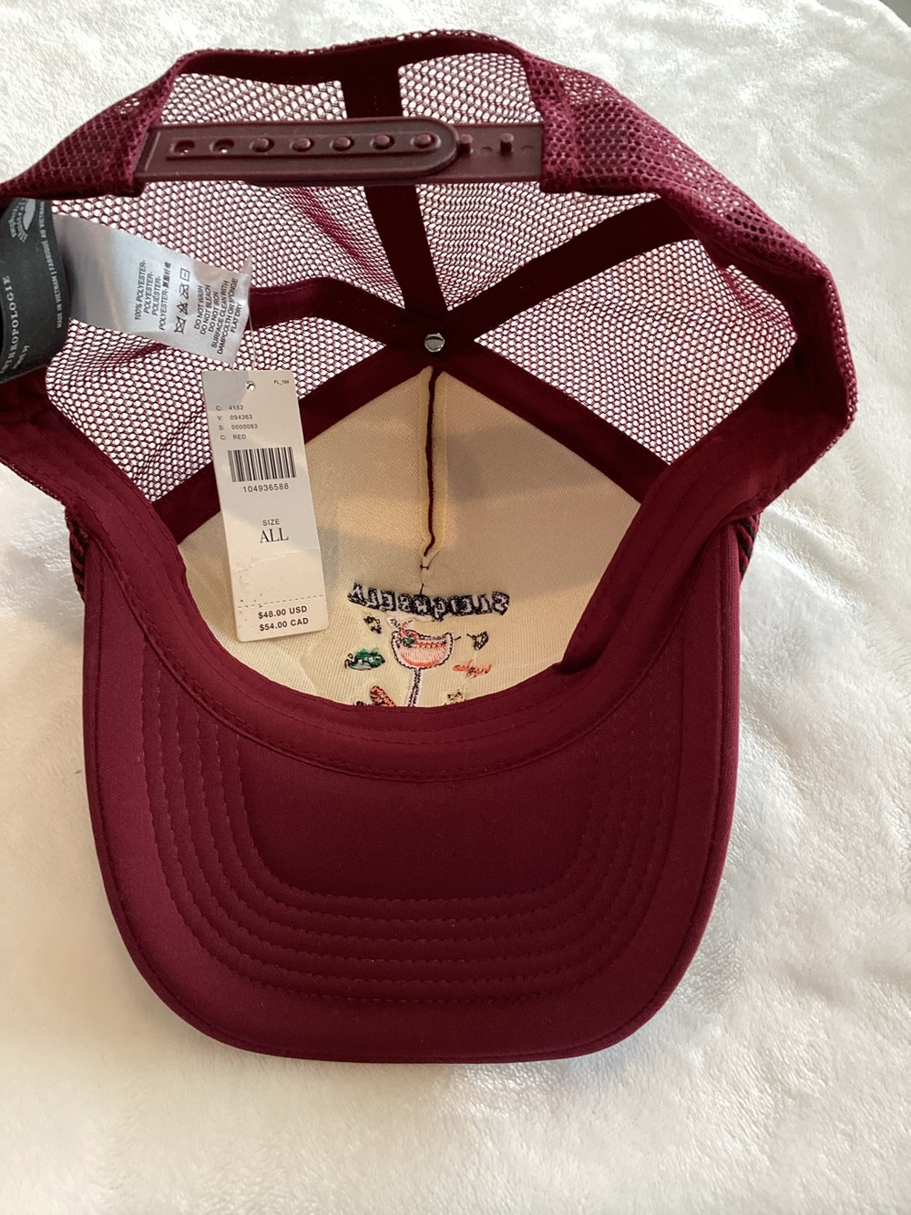 🎄Anthropologie Trucker Hat Sleighbell Spritz Maroon Cocktail Nephthys Foster - Picture 8 of 9